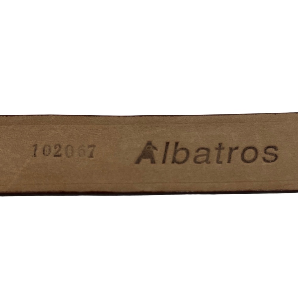 Albatros Italian Red Embossed Leather Reptile Look Belt Gold Tone Buckle XL - Picture 6 of 7